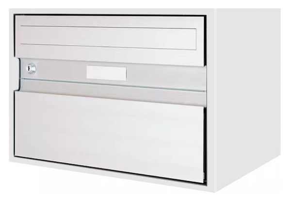 Briefkasten Huber Aluminium 300/400 Weissaluminium RAL 9006 Klassische Fornt